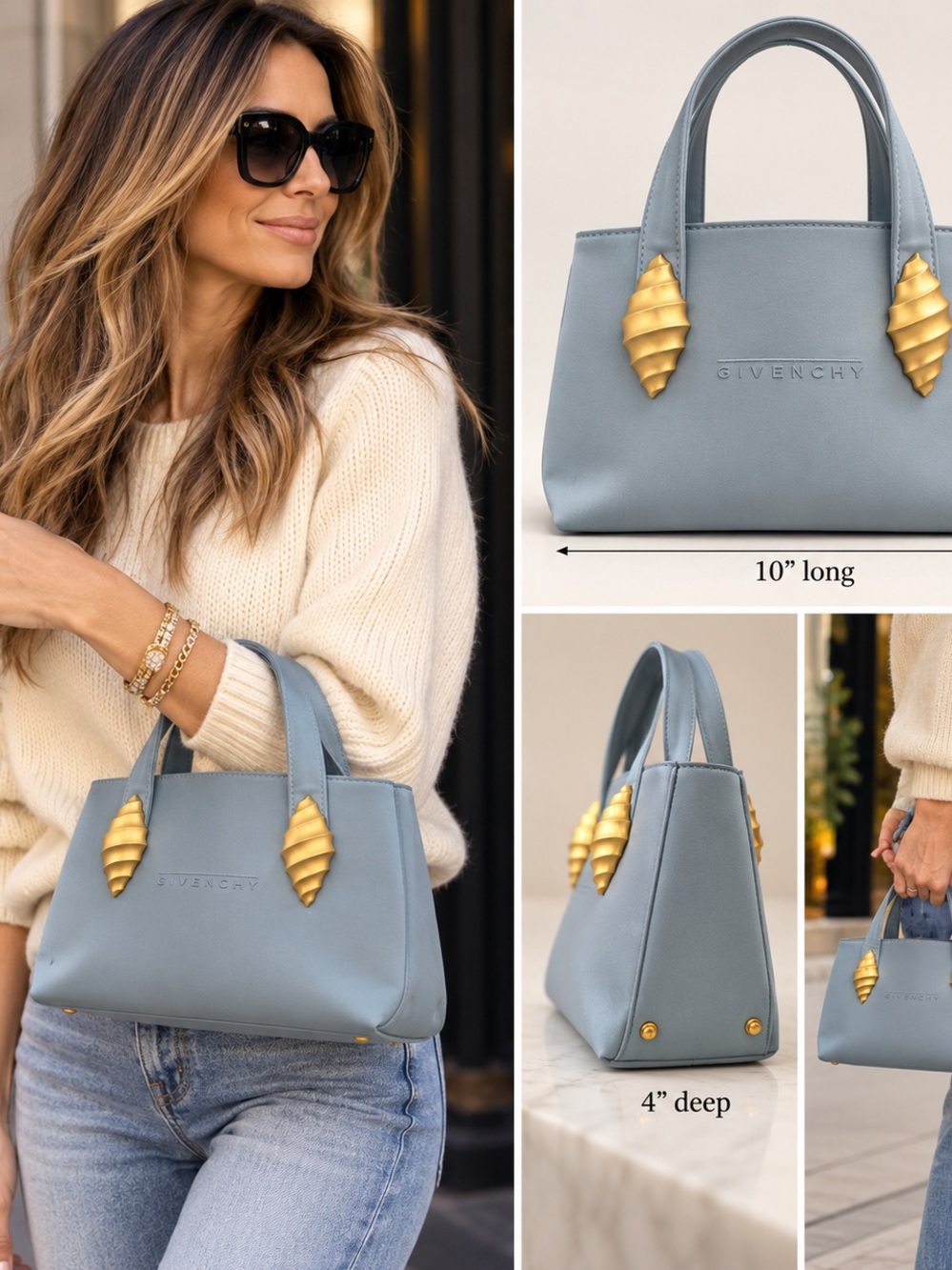 Givenchy vintage RARE handbag - blue satin gold hardware